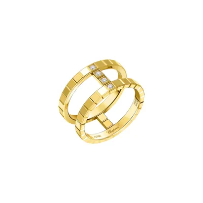 Bague Chopard Ice Cube 2 rangs en Or jaune et 4 Diamants