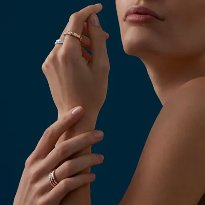 Bague Chopard Ice Cube en Or Rose avec Diamants Semi-Sertis