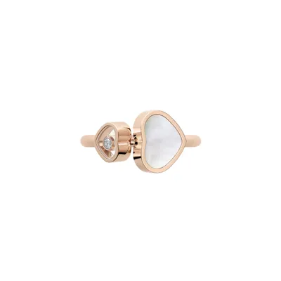 Bague Chopard Happy Hearts en Or Rose avec Nacre et Diamant