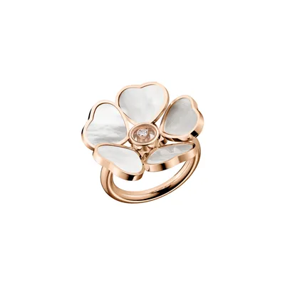 Bague Chopard Happy Hearts Flowers en Or Rose avec Nacre et Diamant