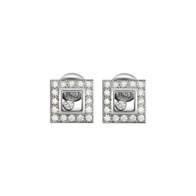 Boucles d'oreilles Chopard Happy Diamonds en Or Blanc et Diamants