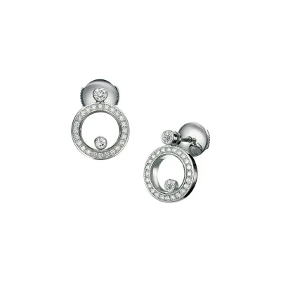 Boucles d'oreilles Chopard Happy Diamonds en Or Blanc et Diamants