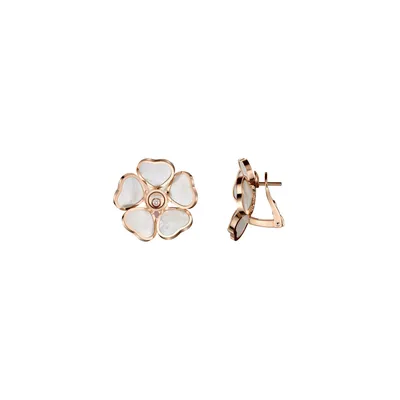 Clips d'oreilles Chopard Happy Hearts Flowers, Or Rose et Diamant