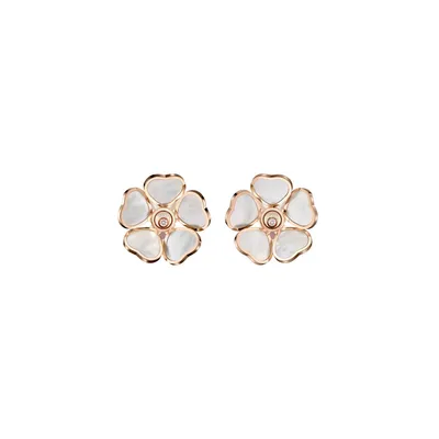 Clips d'oreilles Chopard Happy Hearts Flowers, Or Rose et Diamant