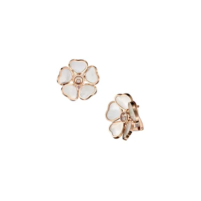 Clips d'oreilles Chopard Happy Hearts Flowers, Or Rose et Diamant