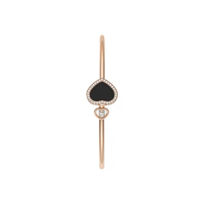 Bracelet Chopard Happy Hearts en Or Rose Diamants et Onyx