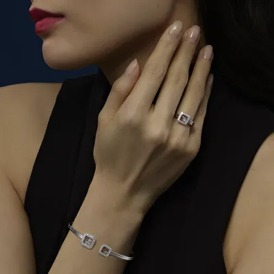 Bracelet Jonc Chopard Happy Diamonds Icons, or blanc, diamants