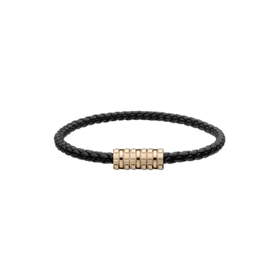 Bracelet Chopard Ice Cube Métal Rose Doré Sur Cuir Noir