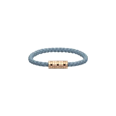 Bracelet Chopard Ice Cube Métal Doré Rose sur Cuir Bleu