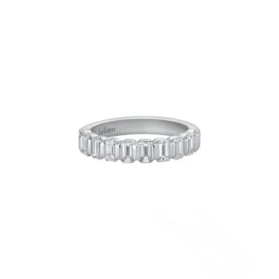 Demi Alliance diamants taille émeraude en or blanc palladié