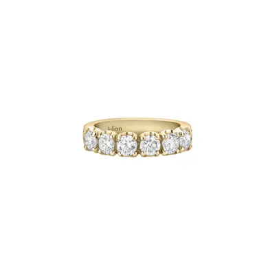 Demi alliance taille brillant en or jaune et diamants blancs