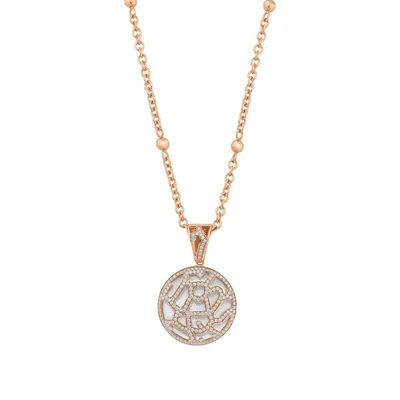 Pendentif en or rose, diamants blancs et nacre blanche