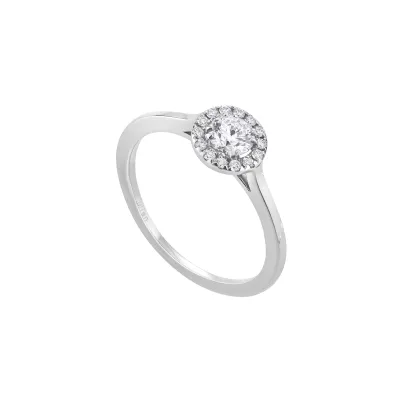 Solitaire taille brillant en or blanc palladié et diamant blanc