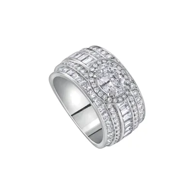 Bague en or blanc palladié, diamant blanc et diamants blancs