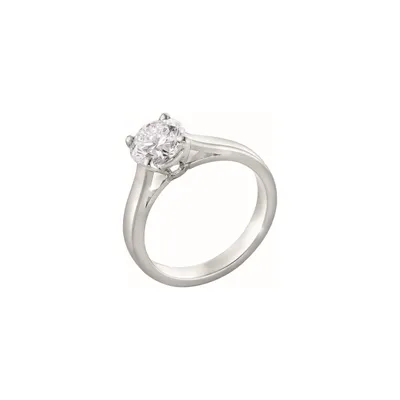 Bague Solitaire en or blanc palladié et diamant blanc - Certificat GIA