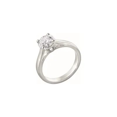 Bague Solitaire en or blanc palladié et diamant blanc - Certificat GIA