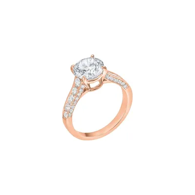 Solitaire en or rose et diamant blanc  Certificat GIA