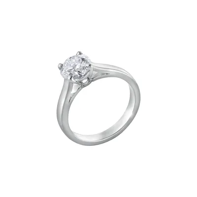 Bague Solitaire en or blanc palladié et diamant blanc