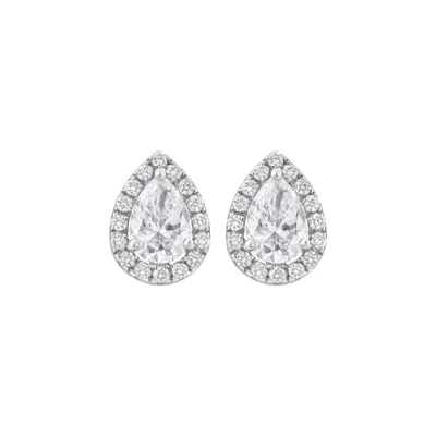 Boucles d'oreilles puces en or blanc, diamants blancs et diamants blancs