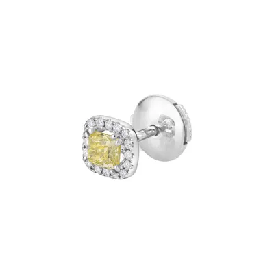 Boucles d'oreilles taille coussin en or blanc et diamants