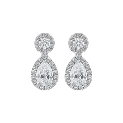 Boucles d'oreilles en or blanc, diamants blancs et diamants blancs