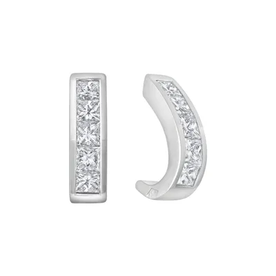 Boucles d'oreilles en or blanc et diamants blancs