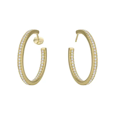 Boucles d'oreilles taille brillant en or jaune et diamants blancs