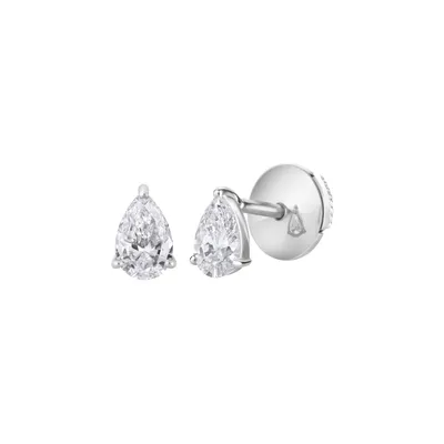 Boucles d'oreilles en or blanc, diamant blanc et diamant blanc