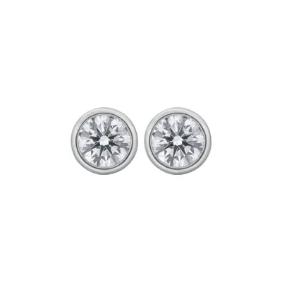 Boucles d'oreilles en or blanc et diamants blancs