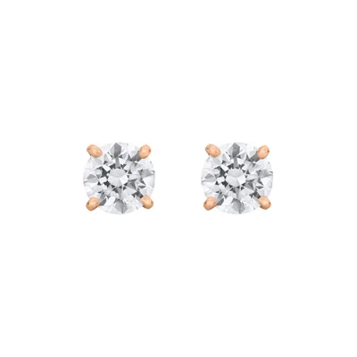 Boucles d'oreilles en or rose et diamants blancs - Certificat GIA