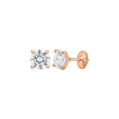 Boucles d'oreilles en or rose et diamants blancs - Certificat GIA