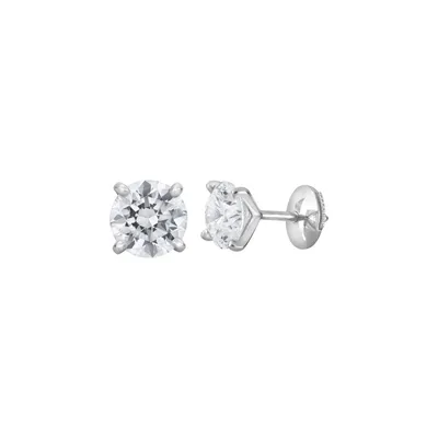 Boucles d'oreilles en or blanc, diamants blancs - Certificat GIA