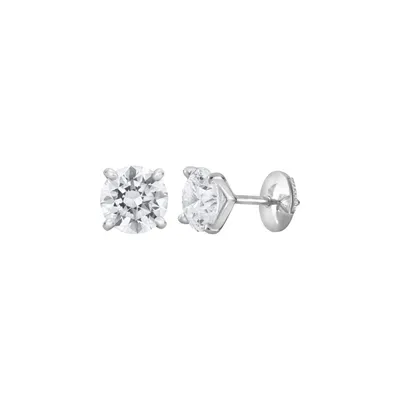 Boucles d'oreilles en or blanc, diamant blanc et diamant blanc - Certificat GIA
