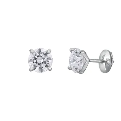 Boucles d'Oreilles Puces Brillants sertis 4 griffes