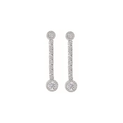 Boucles d'oreilles en or blanc, diamants blancs et diamants blancs