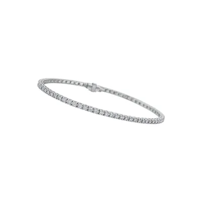 Bracelet en or blanc et diamants blancs, taille 17