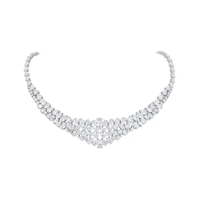 Collier en or blanc, diamants blancs et diamants blancs