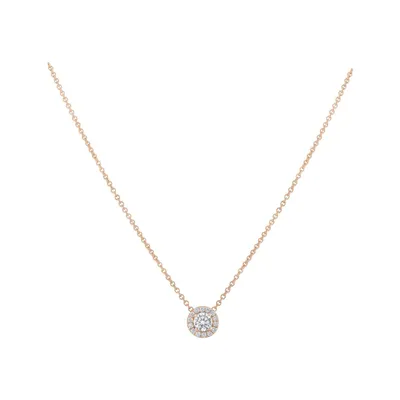 Pendentif en or rose, diamant blanc et diamants blancs