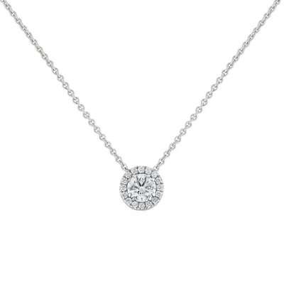 Pendentif en or blanc, diamant blanc et diamants blancs - Certificat GIA