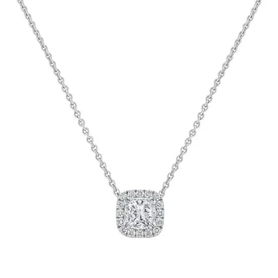 Pendentif en or blanc, diamant blanc et diamants blancs