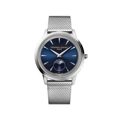 Montre CLASSICS Moneta Moonphase, Bracelet milanais, Cadran bleu soleillé