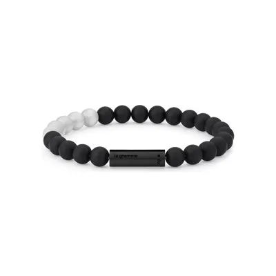 Bracelet Le Gramme Beads le 31g,  céramique noire & argent