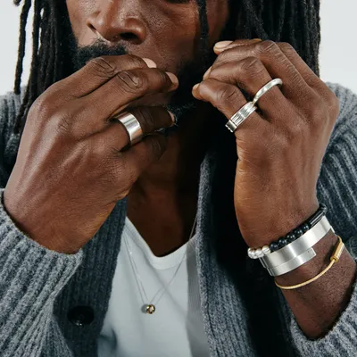 Bracelet Le Gramme Beads le 31g,  céramique noire & argent