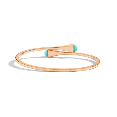 Bracelet Marli New York Cleo en Or rose avec Calcédoine Bleu Mer