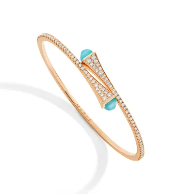 Bracelet Marli New York Cleo en Or rose avec Calcédoine Bleu Mer