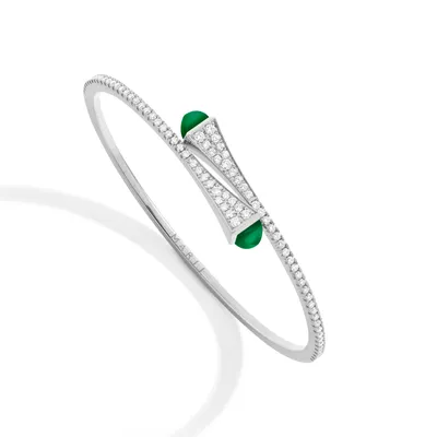 Bracelet Marli New York Cleo en Or blanc avec Agate Verte