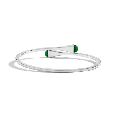 Bracelet Marli New York Cleo en Or blanc avec Agate Verte