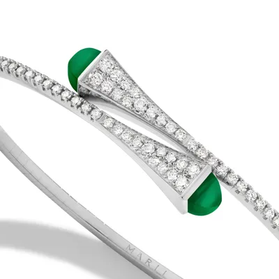 Bracelet Marli New York Cleo en Or blanc avec Agate Verte