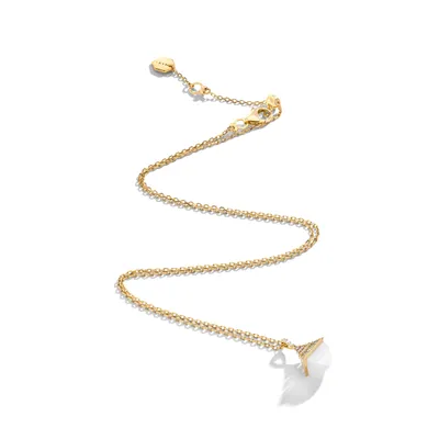 Pendentif mini diamant Marli New York Cleo Rev en Or jaune avec Agate blanche