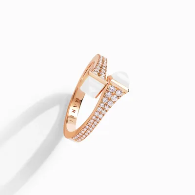 Bague Marli New York Cleo en Or rose avec Agate blanche